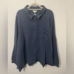 Cotton Bleu Long Sleeve Button Up Shirt Size 3X